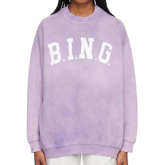ANINE BING TYLER SWEATSHIRT XS IN PURPLE - Picture 2 of 8